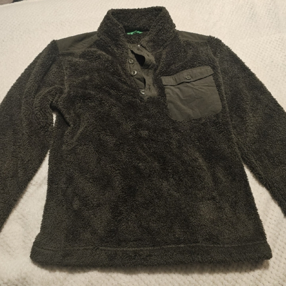 Cozy Fleece Pullover Sweater - Dark Olive